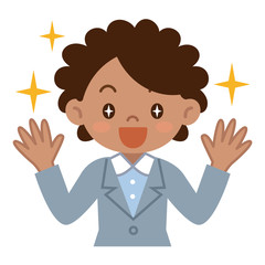 目を輝かせて喜ぶ若い黒人ビジネスウーマン