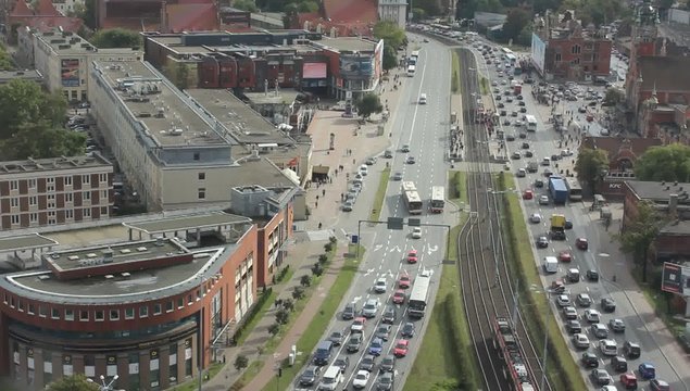Traffic in the city of Gdansk.
The picture was taken from the fifteenth floor of the house. 