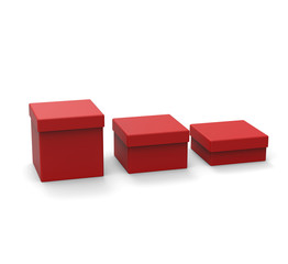 Three different size red box, square shape