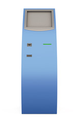 Blue interactive terminal for receiving banknotes. 3d.