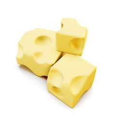 Piece of cheese isolated. 3d.