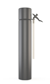 Black closed construction foam tube isolated on white background