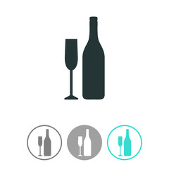 A bottle of champagne and a glass vector icon.