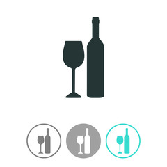 A bottle of wine and a glass vector icon.