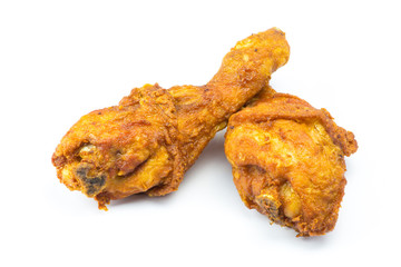 Fried chicken on white background