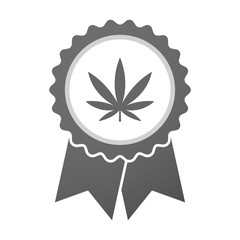 Vector badge icon with a marijuana leaf