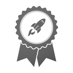 Vector badge icon with a rocket