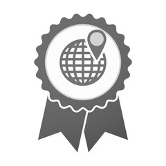 Vector badge icon with a world globe