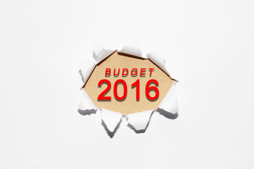 Torn paper with a word budget 2016
