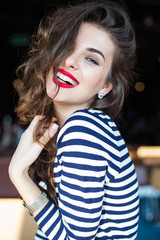 Close up portrait of beautiful smiling young woman