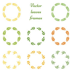 Set of leaves frames, vector illustration