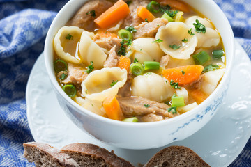 Nudelsuppe mit Sojafleisch