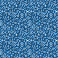 Christmas seamless doodle pattern with snowflakes