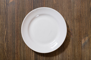 plate on brown wooden table