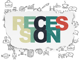 Business concept: Recession on Torn Paper background