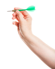 Female hand holding dart