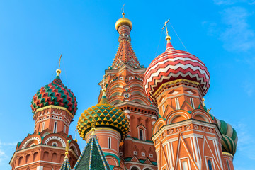 Fototapeta na wymiar Domes of St. Basil's cathedral on Red Square 