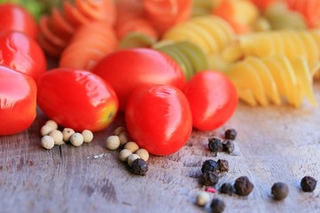 dried italian pasta colorful