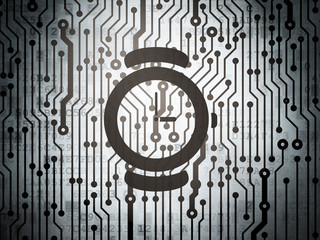 Time concept: circuit board with Hand Watch