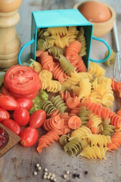 dried italian pasta colorful