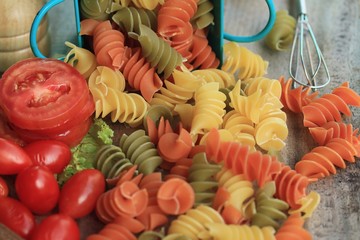 dried italian pasta colorful