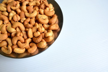 Cashews with blank space for inserting any text