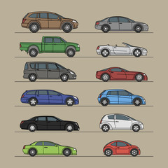 Naklejka premium different car icon set