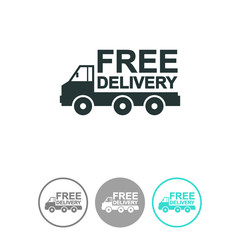 Truck vector icon. Free delivery icon.