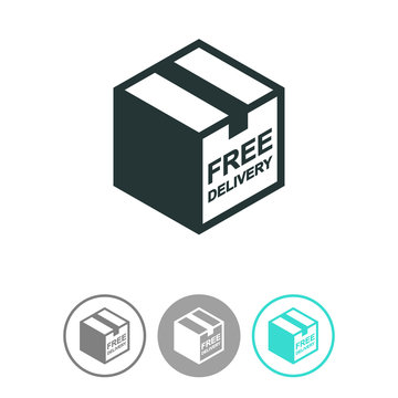 Free shipping vector icon. Free delivery sign on package box.