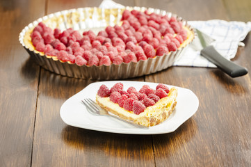 cake with raspberries