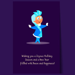 Snow Maiden Dancing and Smiling. Christmas Vector