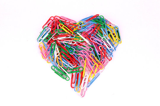 Heart shape colorful paper clips