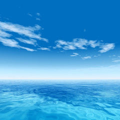Fototapeta premium Conceptual blue sea or ocean water with sky