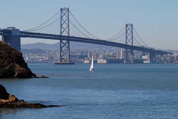 Blick von Treasure Island auf die Bay Bridge, San Francisco