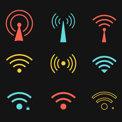 Set of wifi icons for business or commercial use.