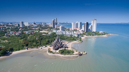 Aerial view pattaya beach - obrazy, fototapety, plakaty