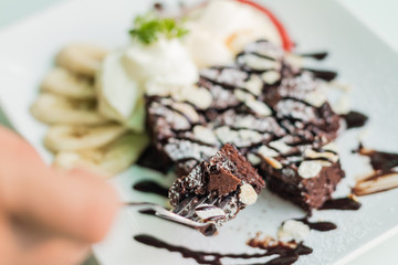 sweet brownies or chocolate fancy cakes