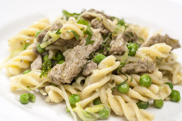 Pork and pea pasta