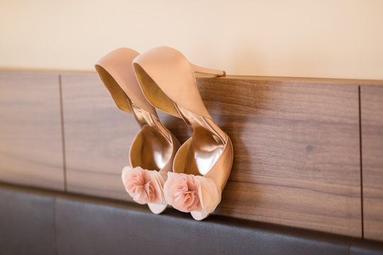 Pink Wedding Shoes With Inscription I Do