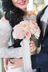 Rich wedding bouquet of Peony roses