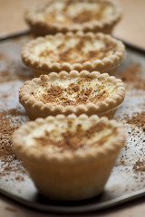 Egg custard tarts with cinnamon