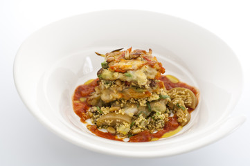 Avacado and cous cous with tomato relish