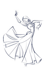 ink sketch gesture drawing of dancer