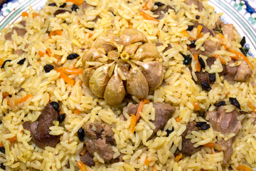 Pilaf - Eastern food - rice, oil, meat and spices