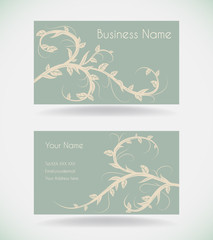 Business card with floral.Vector illustration in vintage style.