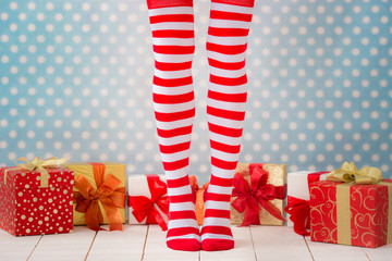 Sexy Santa woman legs