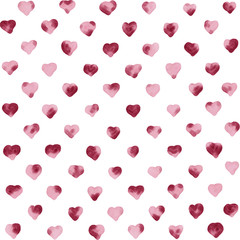 watercolor red hearts.Pattern. Vector illustration.