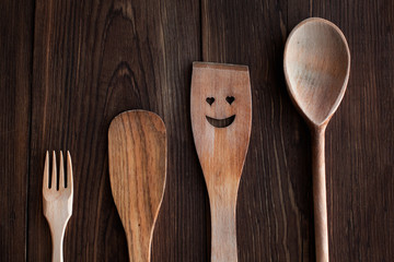 Wood Kitchen tools on table