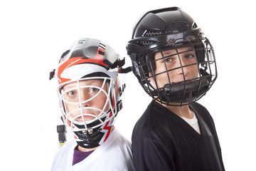 hockey player over white background