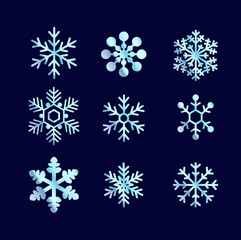Fototapeta na wymiar Blue shiny snowflakes vector